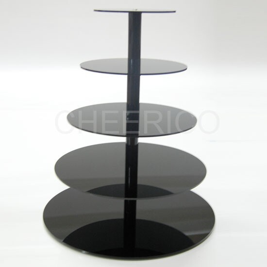 5 Tier Black Maypole Acrylic Cupcake Stand Cup Cake Tower Tree