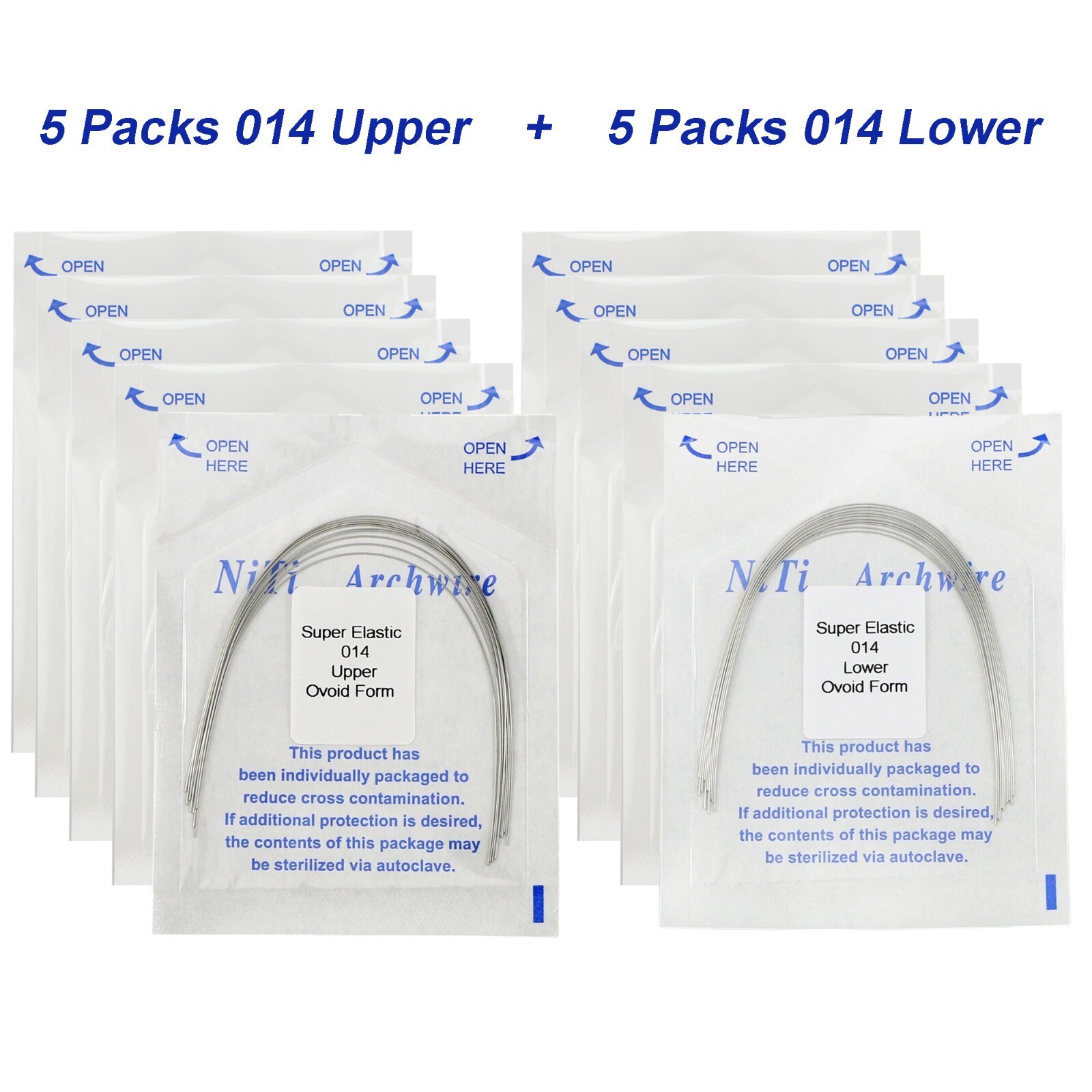 100Pcs Dental Orthodontic Arch Wire NiTi Stainless Steel Ovoid Round Rectangular