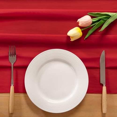 Chiffon Table Runner Easter Spring Boho Rustic 10ft 29x120 29" x 120" x1pc Red