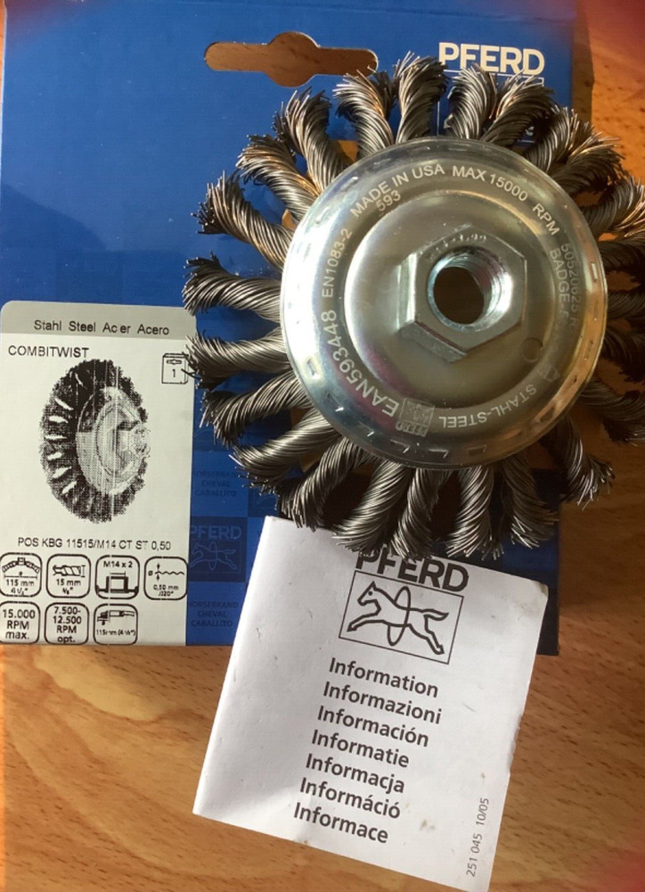 Threaded Beveled Brushes Knotted Combo  020CSxM14  4 1/2"