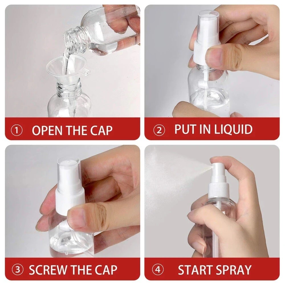 30/60ML Travel Spray Bottle Plastic Transparent Perfume Empty Atomizer USA