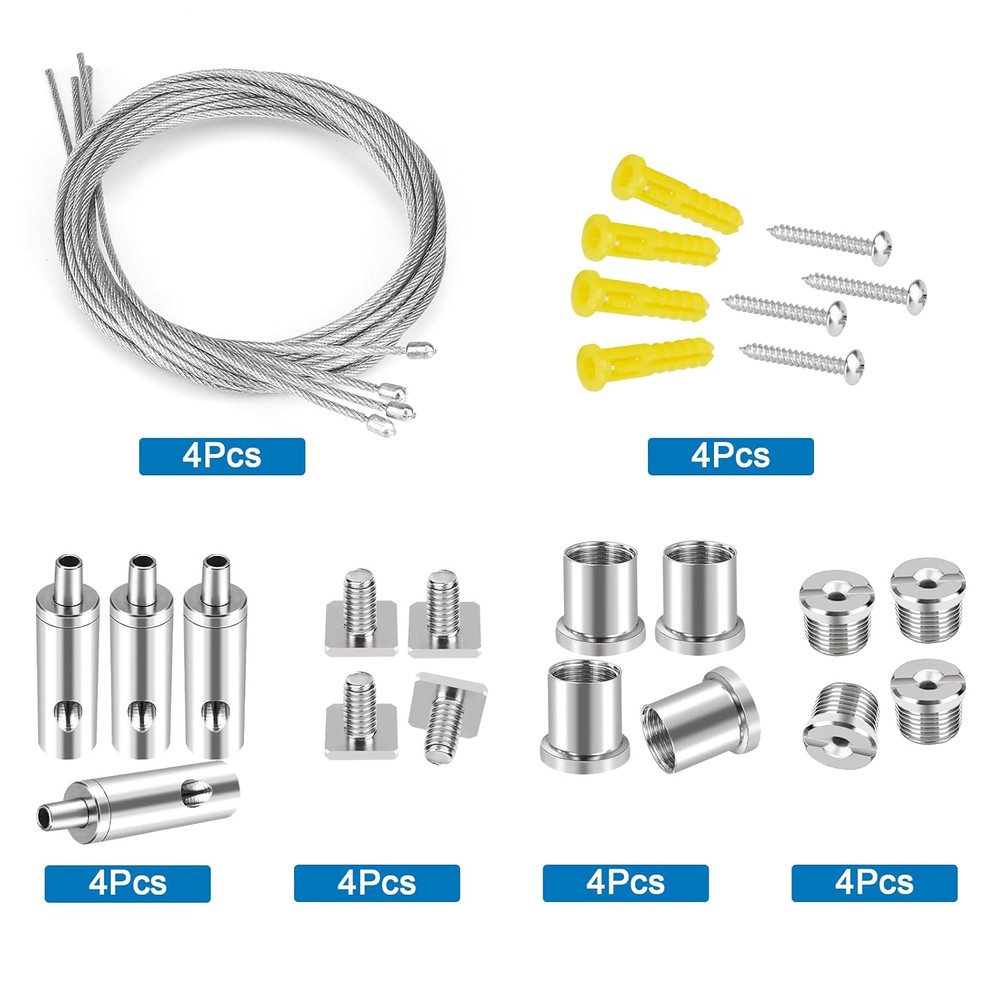Ceiling Hanging Wire Cable Kit, 4 Sets Wire Cable Hanging System kit, Aquarium L
