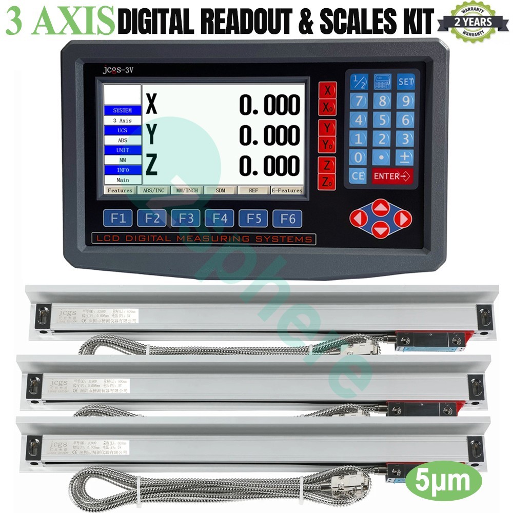 LCD Digital Readout with Precision Linear Scale for Milling Lathe Machine 3 Axis