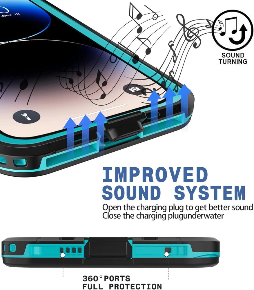 For iPhone 14 15 Pro Max / Plus Waterproof Case MagSafe Cover Screen Protector