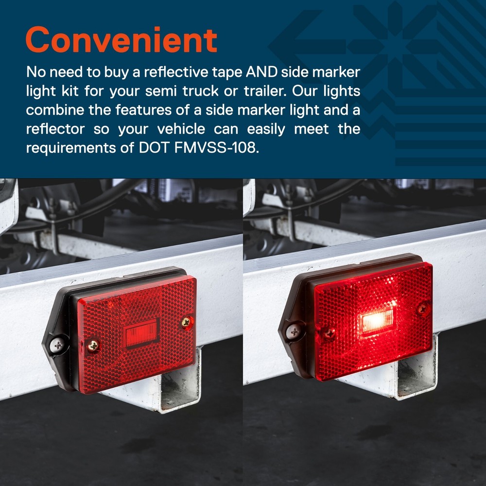 2pc DOT Surface Mount Red LED Side Marker Light Utility Boat Trailers Over 80