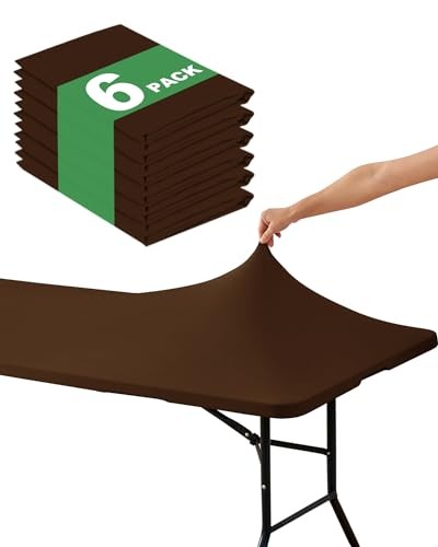 Fitted Tablecloth Rectangle Table Cloths - 6 Pack 6 Foot 6FT | 6 Pack Brown