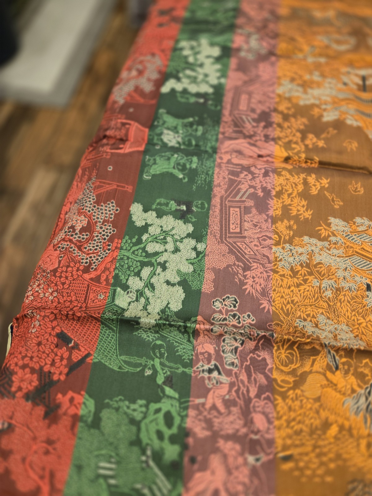 VTG NOS Brocaded Chinese Silk Tapestry Tablecloth 38" x 38" Late 70's-Early 80's