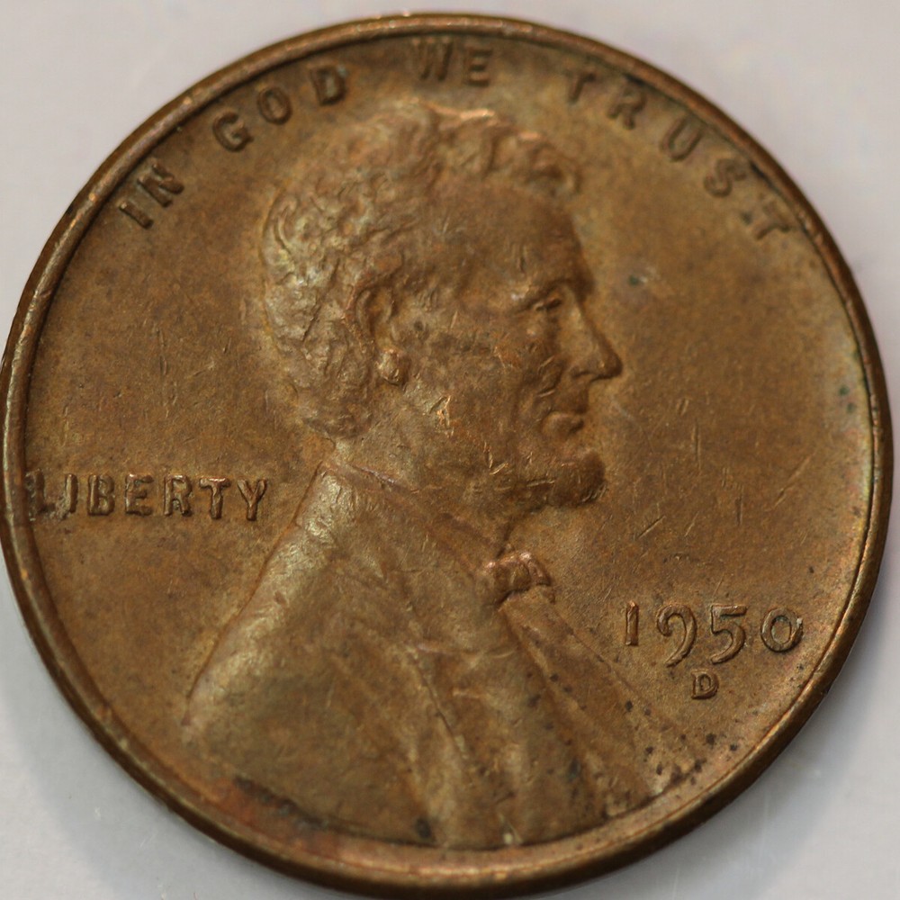 1950 -D Lincoln Wheat Cent Penny - Extra Fine, XF