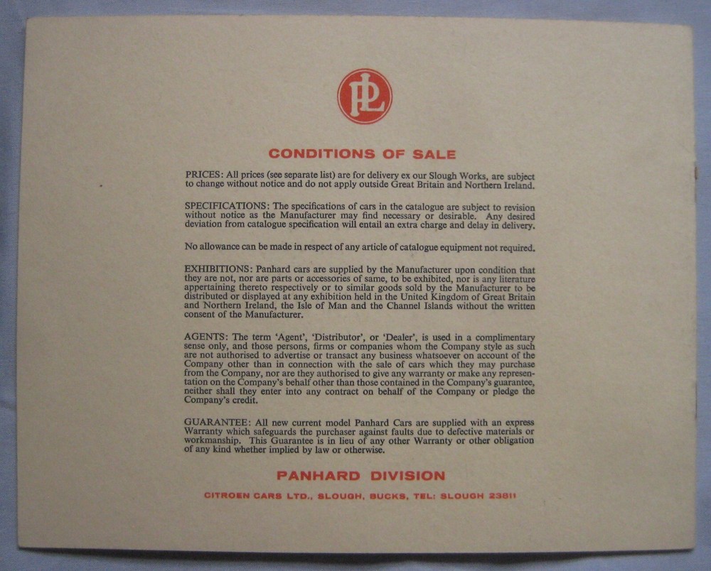 Panhard 17 and Tiger Saloon Brochure
