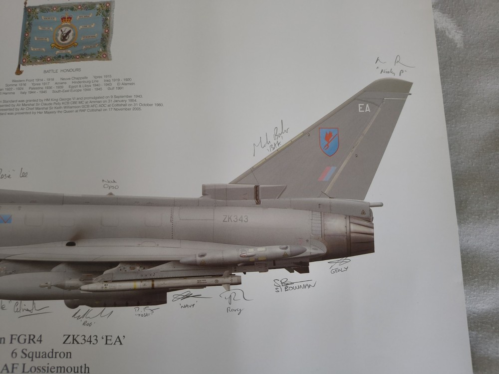RAF Signed Squadron Print - RAF Typhoon 6 Sqn & patch