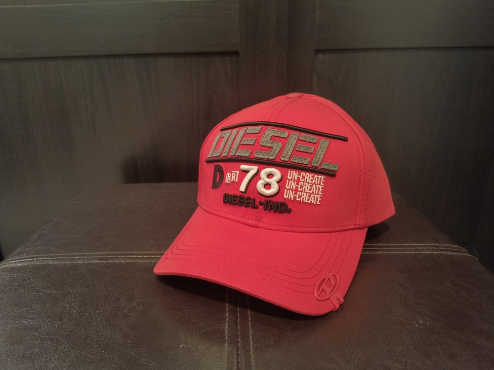 Diesel Distressed Denim Hat Red