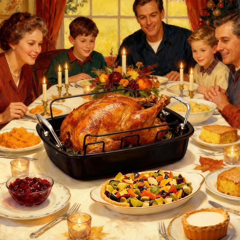 Large Nonstick Roasting Pan Kit with Rack (17x13 Inch) - Includes Baster, Pas...