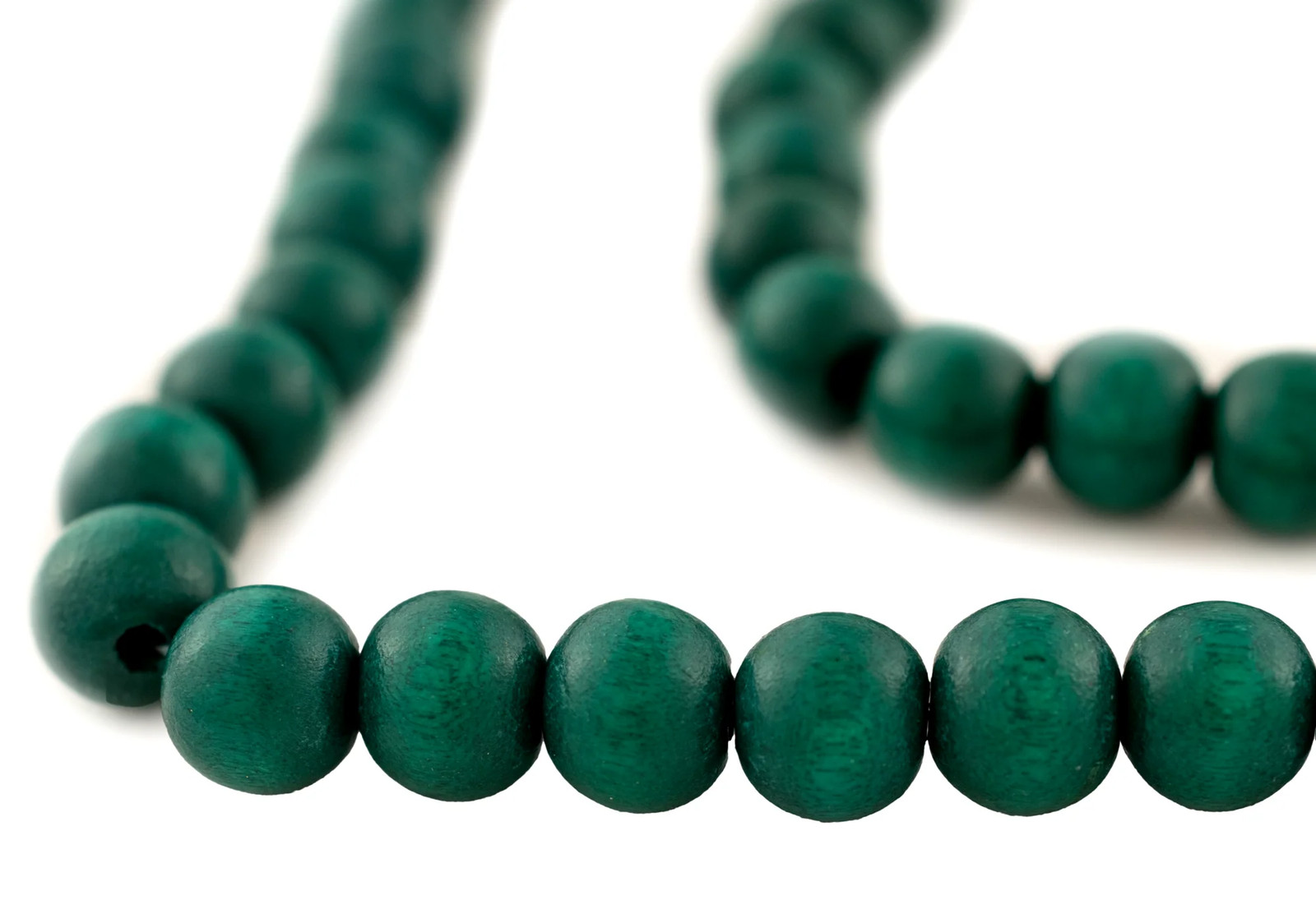 Clover Green Round Natural Wood Beads 8mm Large Hole 15 Inch Strand