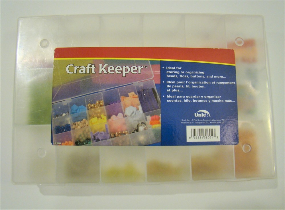 UNIEK: Plastic 17 Compartment Storage Container - includes tiny assorted beads