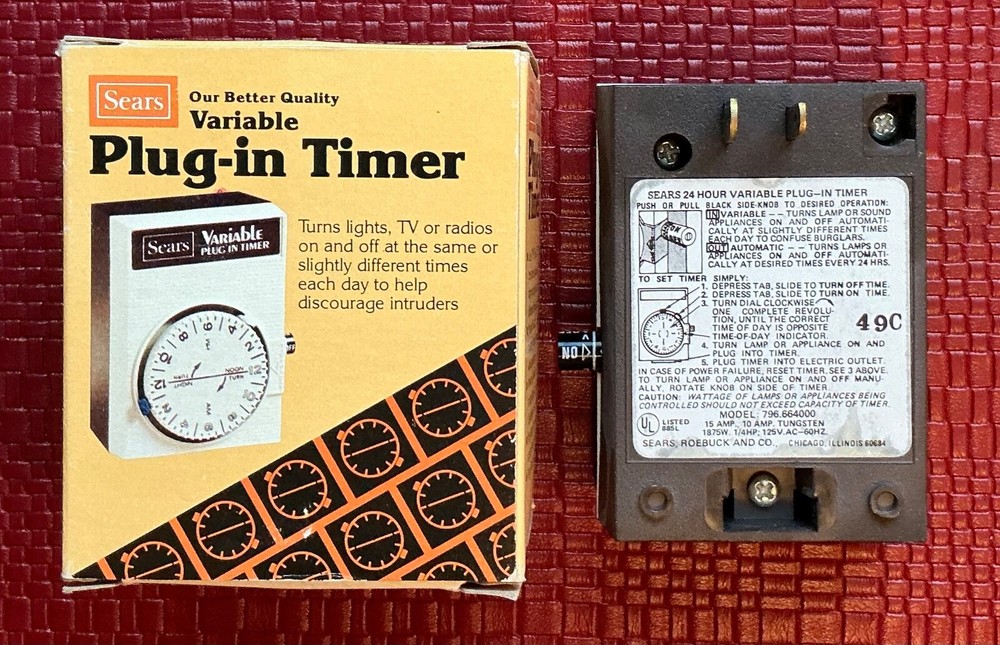 Sears Variable Plug-In Timer #34 6640 Lamp Lights Appliance Timer Vintage NOS