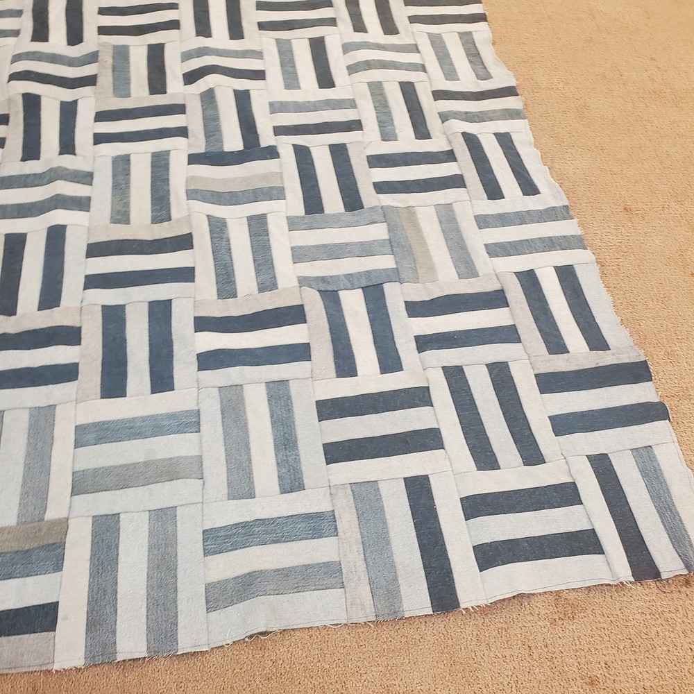 Recycled Blue Jeans Patchwork Quilt, Handmade 75x54 Throw