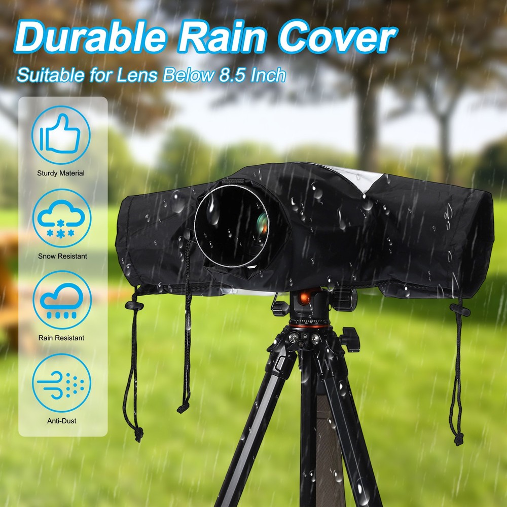 Camera Rain Cover, 2Pcs Waterproof Camera Sleeve Protector, Black