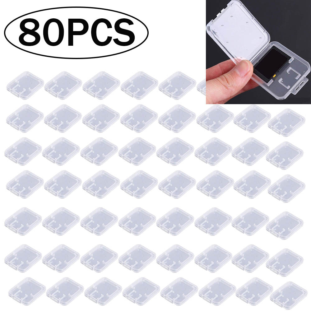80 PCS Case Holder for Micro SD SDHC Memory Card Box Storage Hard Plastic N865