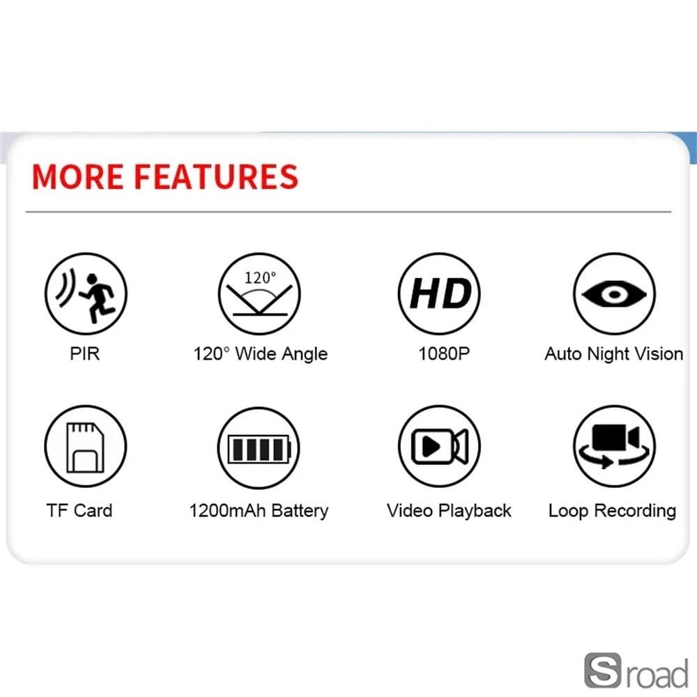 1080P Portable Mini Camera With Night Vision & Motion Detection For Security