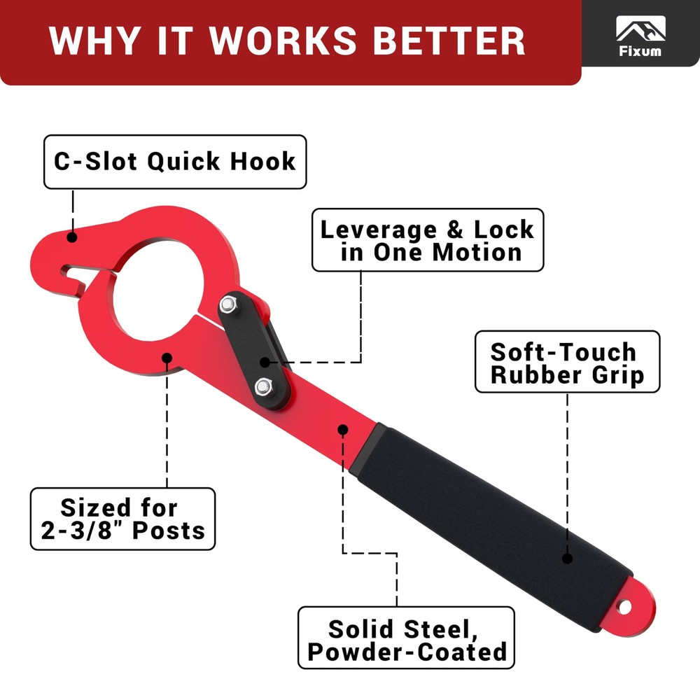 Chain Link Fence Stretcher Tool Fits 2-3/8" OD Posts 9” Pull Range 1 Pack