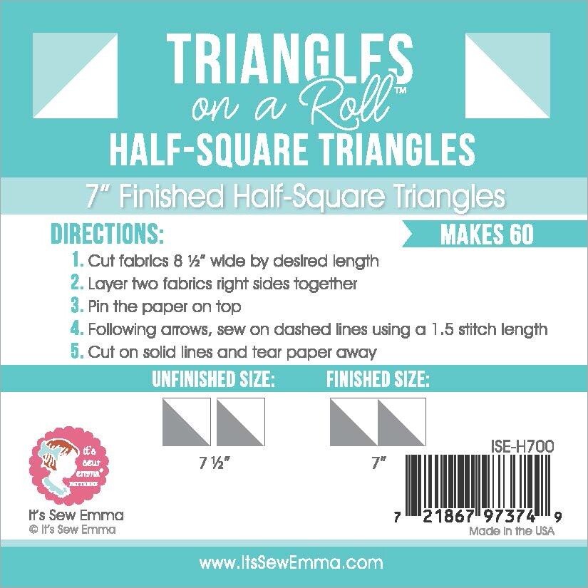 Half-Square Triangles On A Roll 50' 7" Finished Size