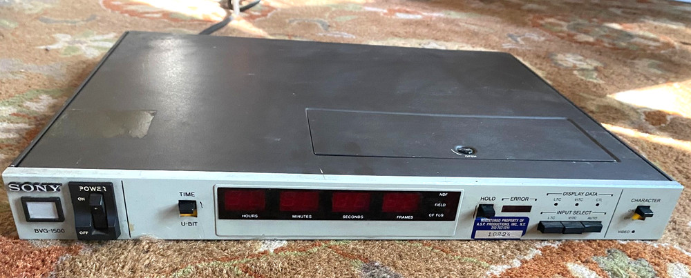 Sony BVG-1500 Rack Mounted Time Code Generator PAL Video Format Very Good