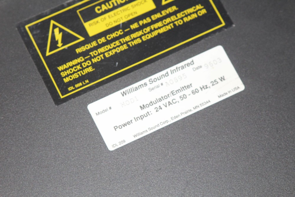 Williams Sound Mod 1 Infrared System Audio Processor Modulator + Power Supply