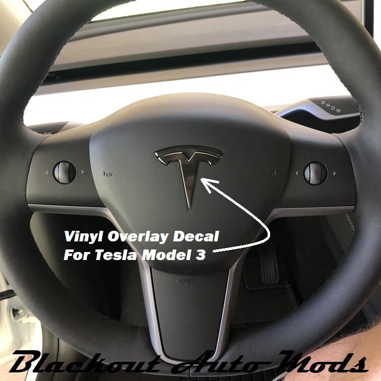For Tesla Model 3 Steering Wheel Emblem Precut Vinyl Decal Many Colors