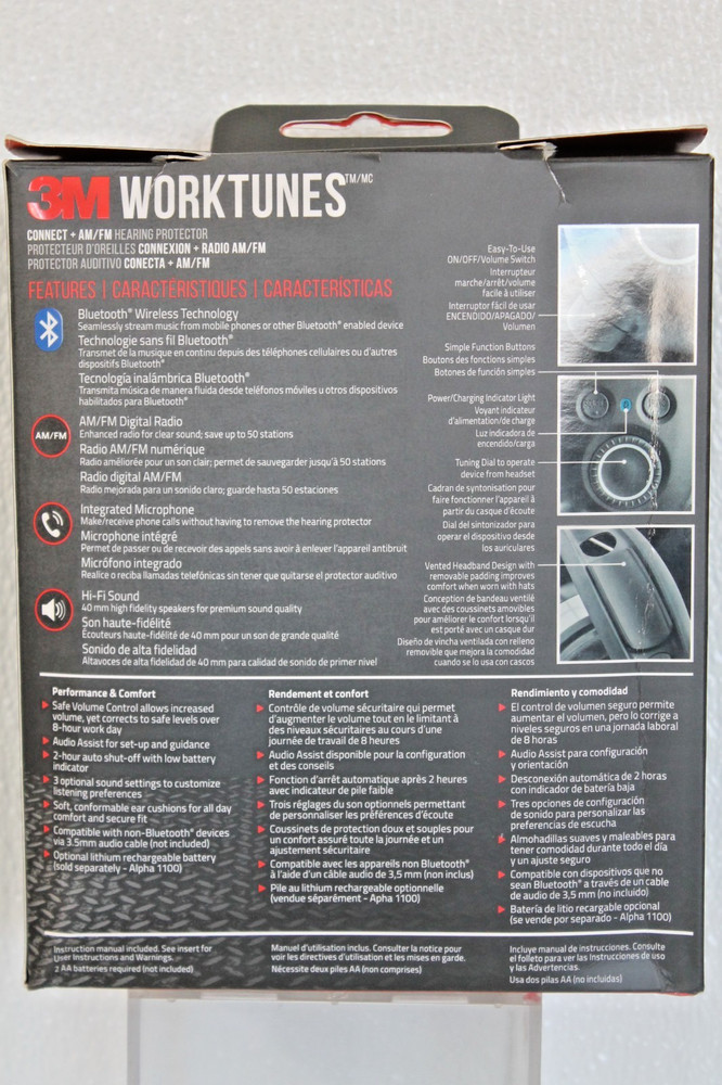 3M WorkTunes Connect, AM/FM Hearing Protector, Bluetooth Technology