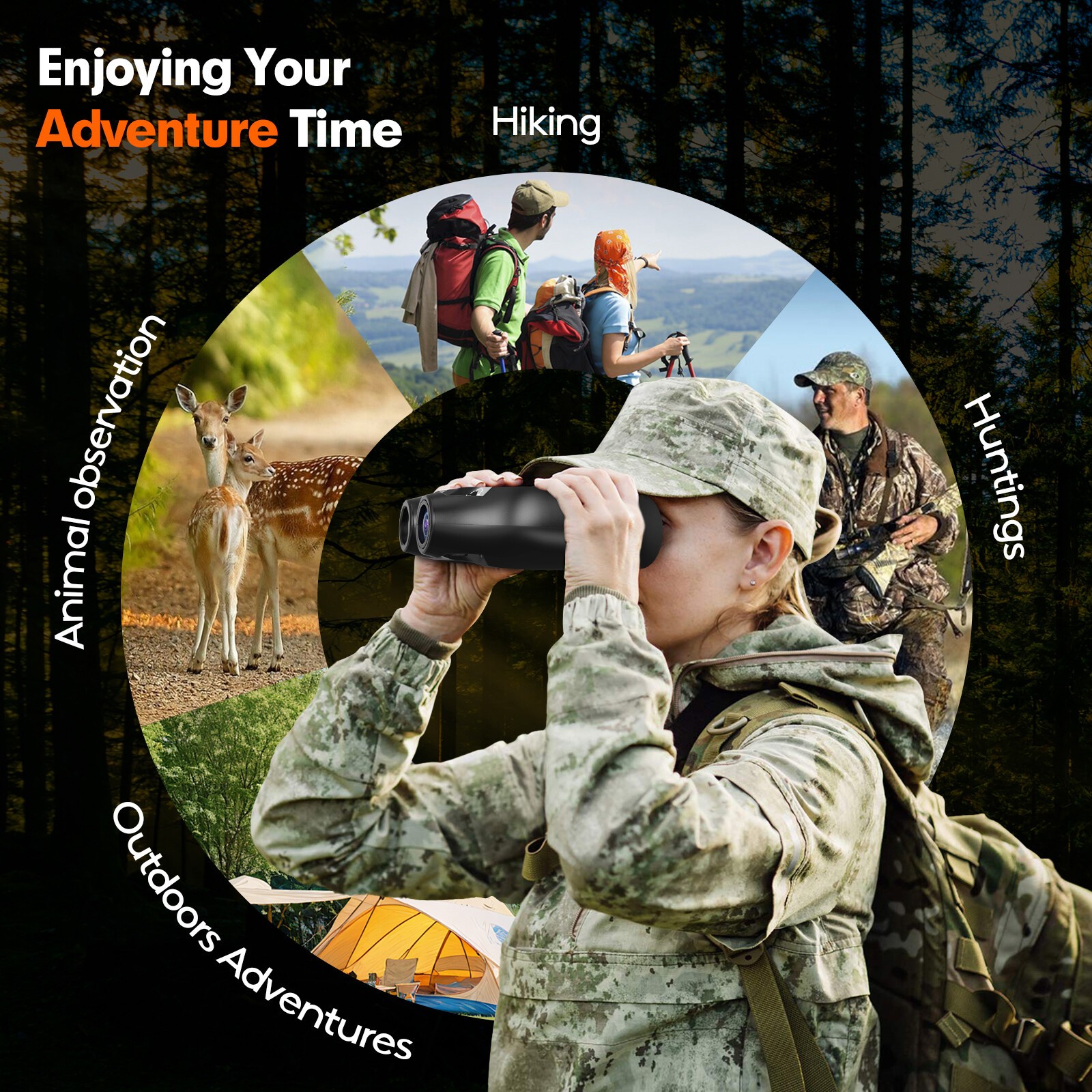 Head Mounted Night Vision Goggles Binoculars FHD Digital IR Hunting Rechargeable