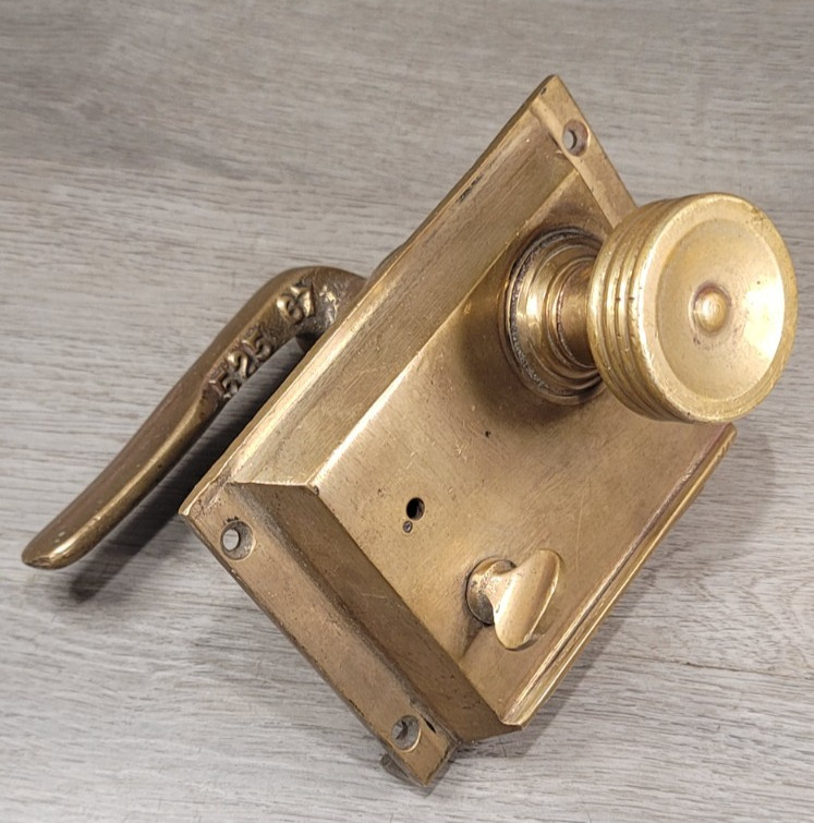 Antique Rim Lock Set Solid Brass Privacy Slide Bolt
