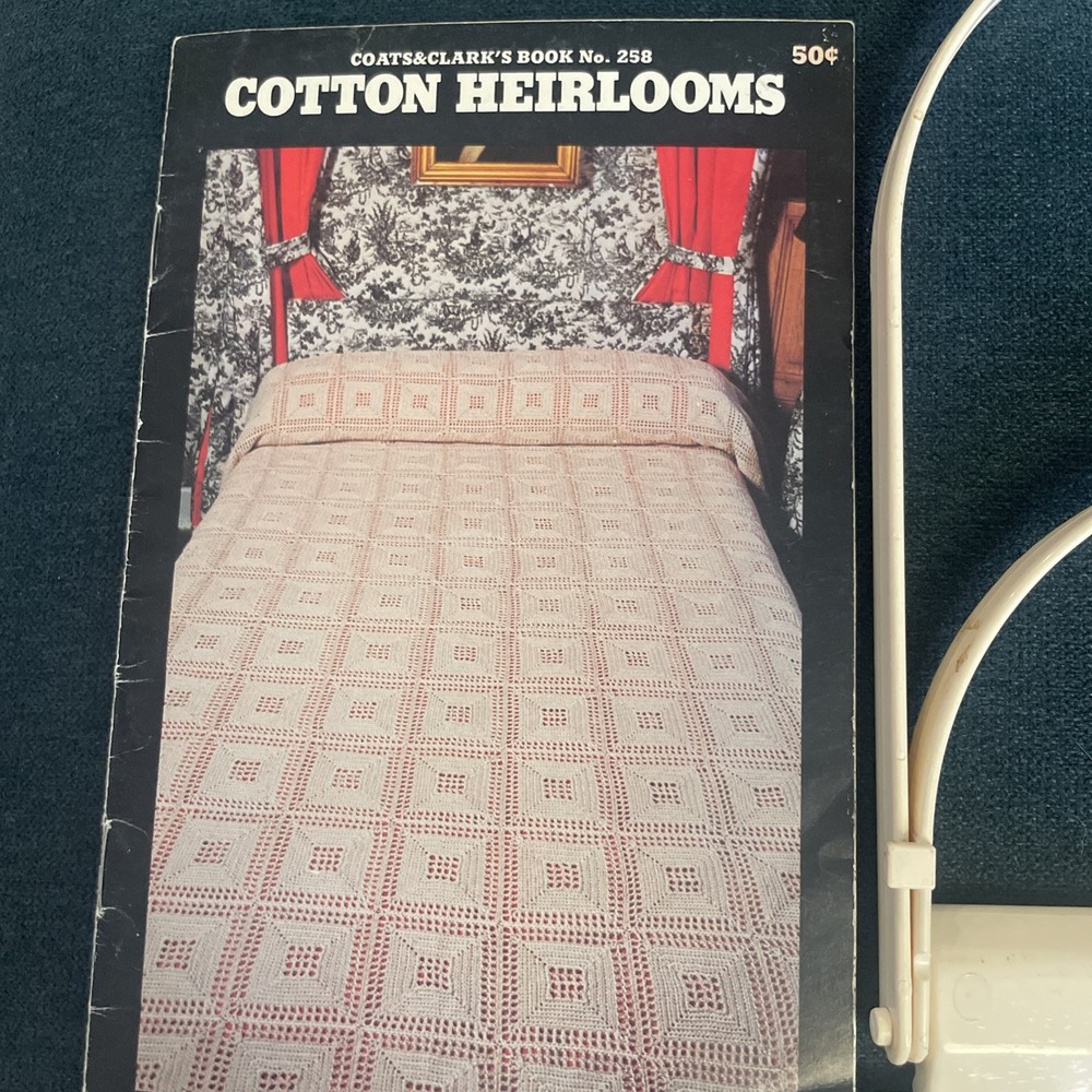 Vintage Lo Ran folding stand for holding patterns + 2 Crochet Pattern Booklets