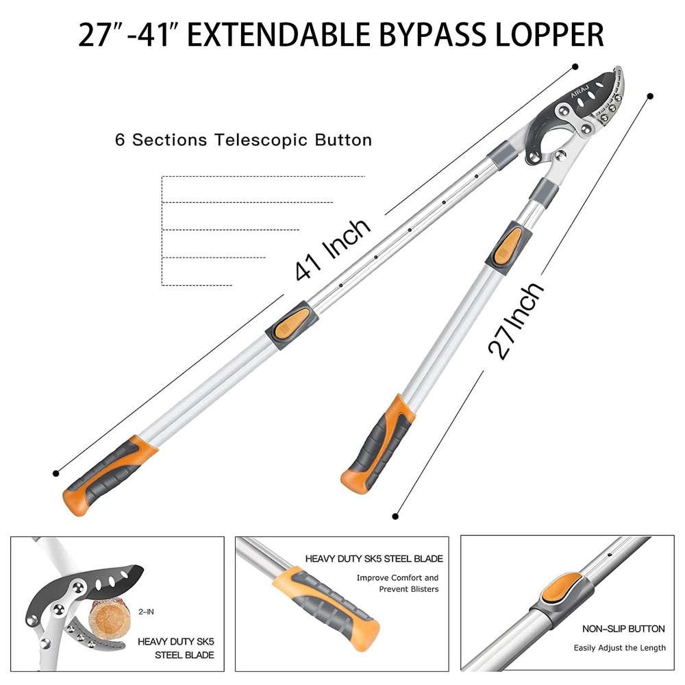 2741 Extendable Anvil Loppers Heavy Duty With Compound Action Tree Trimmer Wit