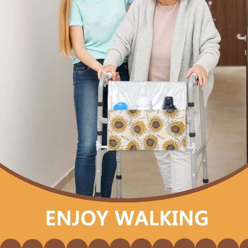 Walker Bag, Double-Sided Walker Basket for Folding Walker, Multi Pockets Walk...