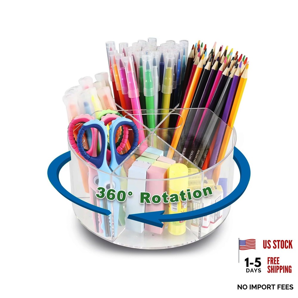Clear Acrylic Pen Holder – Multi-Function Desk Organizer, Makeup Brush
