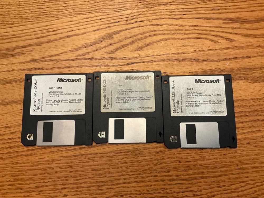 MICROSOFT MS-DOS 6.0 UPGRADE DISCS (3) 3.5"