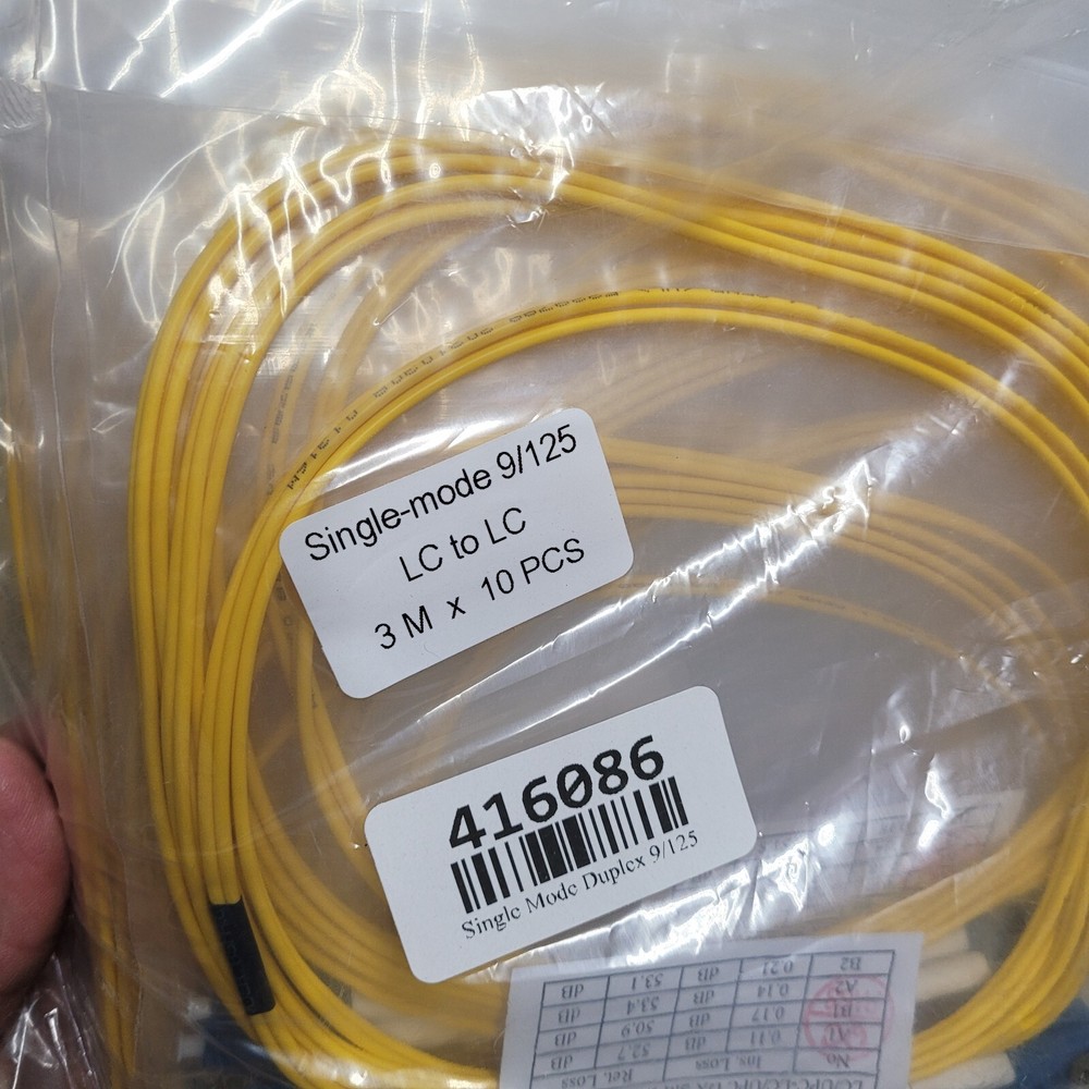 10ct Single Mode Duplex 9/125 LC To LC 3 M Patch Cables
