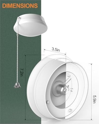 7” Modern LED Ceiling Light with Pull Chain 12W 4000K, 1300lm, 125W E26-2Pack