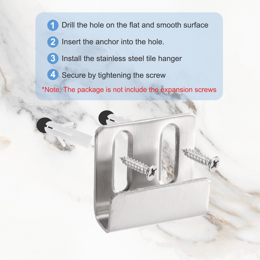 10 Pcs Adjustable Tile Hooks, Silver, Width 10mm (3/8")