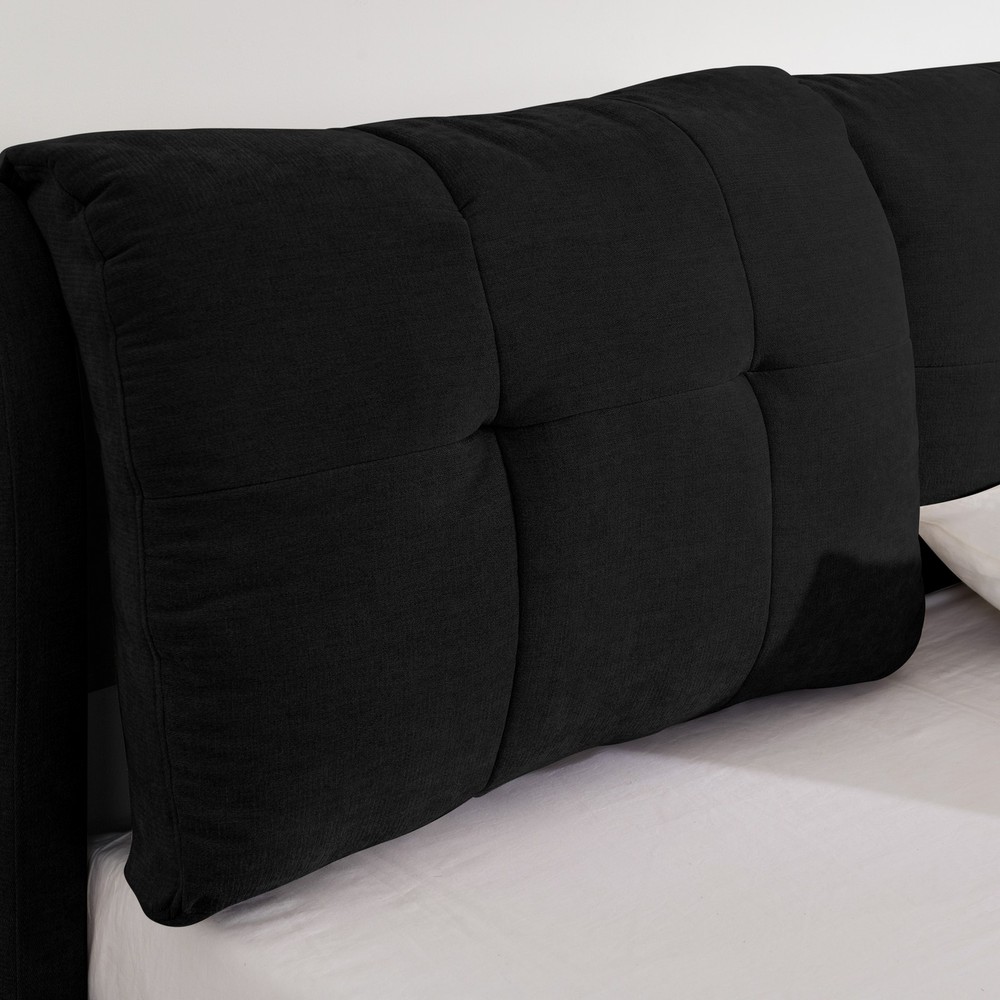 Queen Size Storage Upholstered Hydraulic Platform Bed with Integrated Headboard