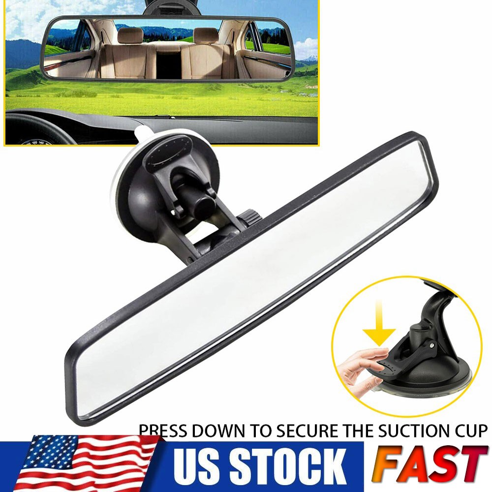 Car Interior Rear View Mirror Wide Flat Suction Cup Universal Angle Adjust EAH