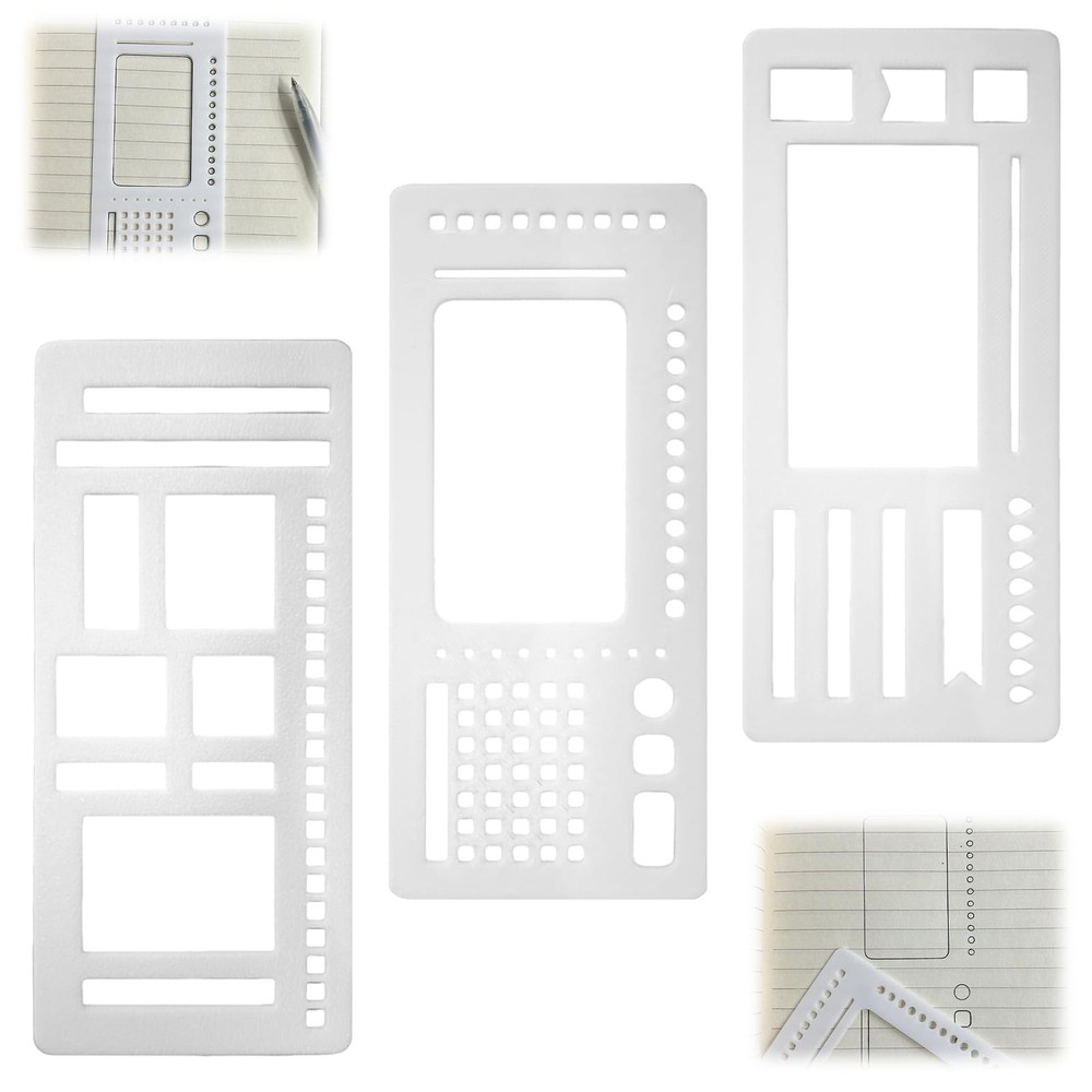3 Pcs Journal Stencil Set - Planner Tracker Template for Dotted Journals with...