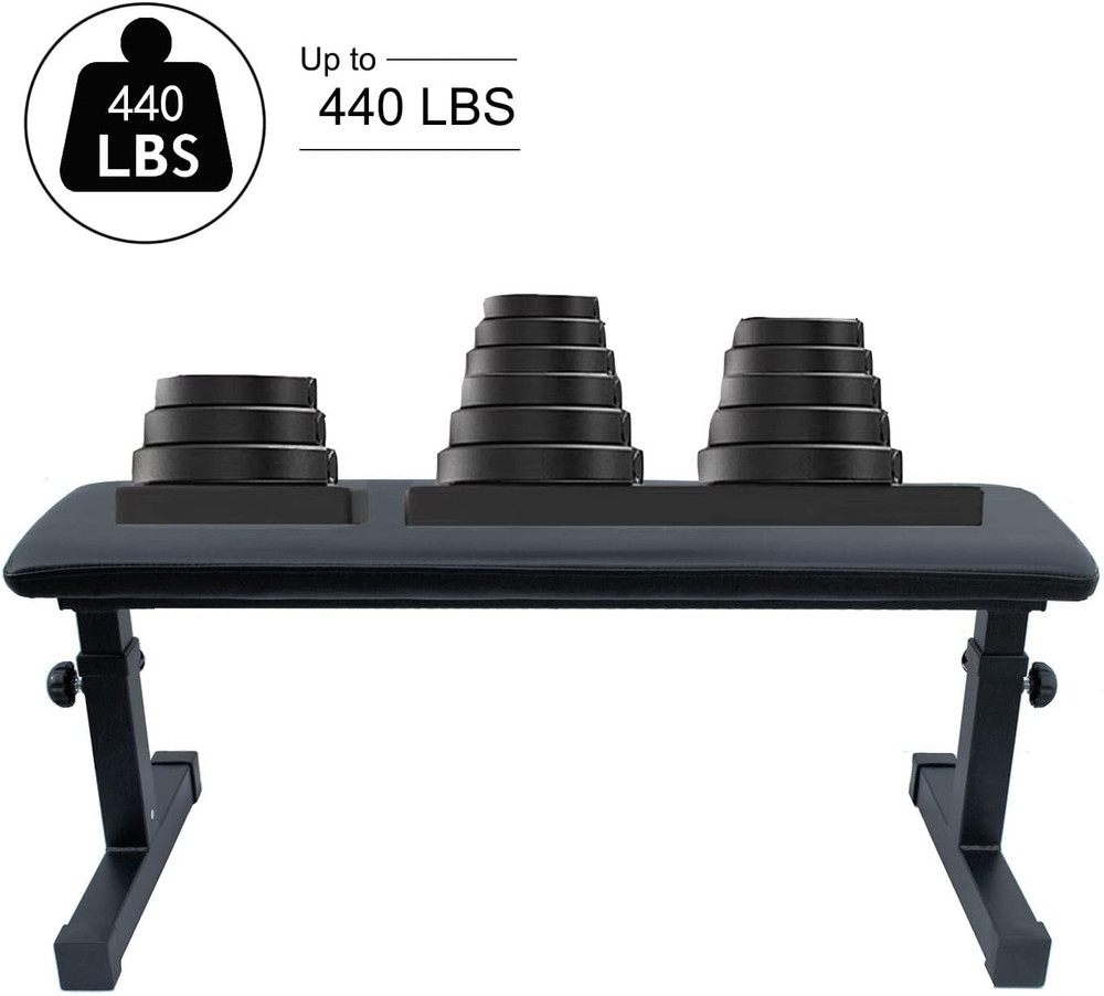 Flat Weight Bench Utility Workout Adjustable Height Bench for Strength Training