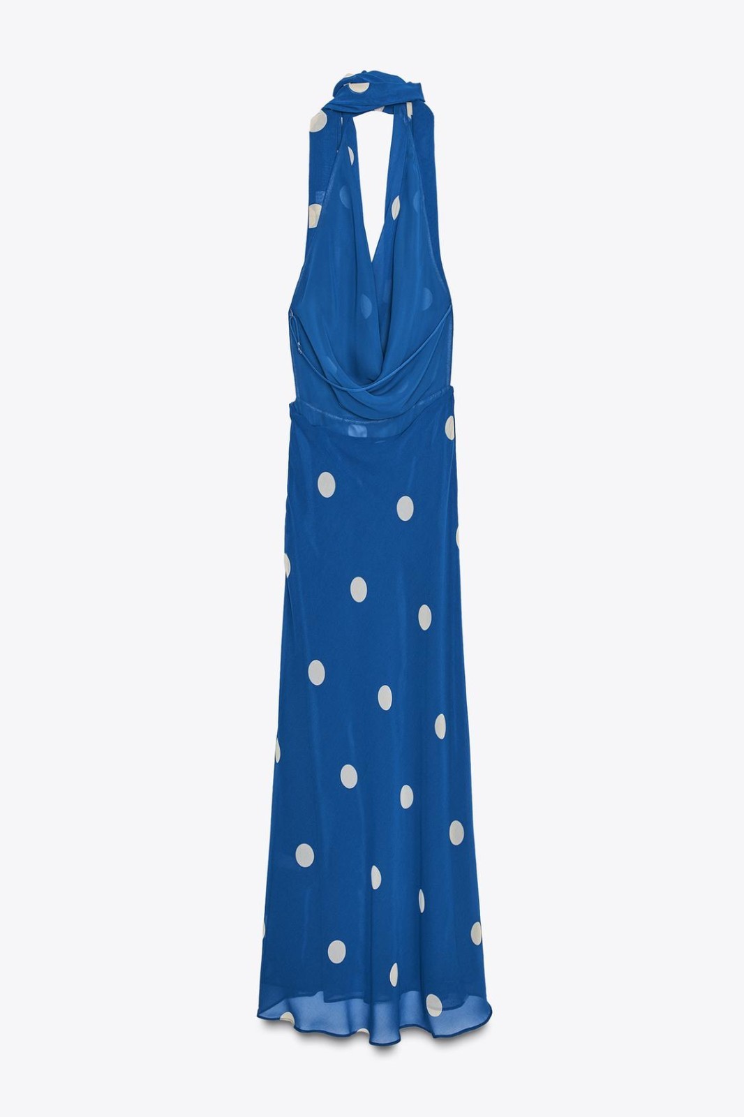 ZARA NEW FW25 PRINTED POLKA DOT MIDI DRESS Blue / White 8410/430_M,L