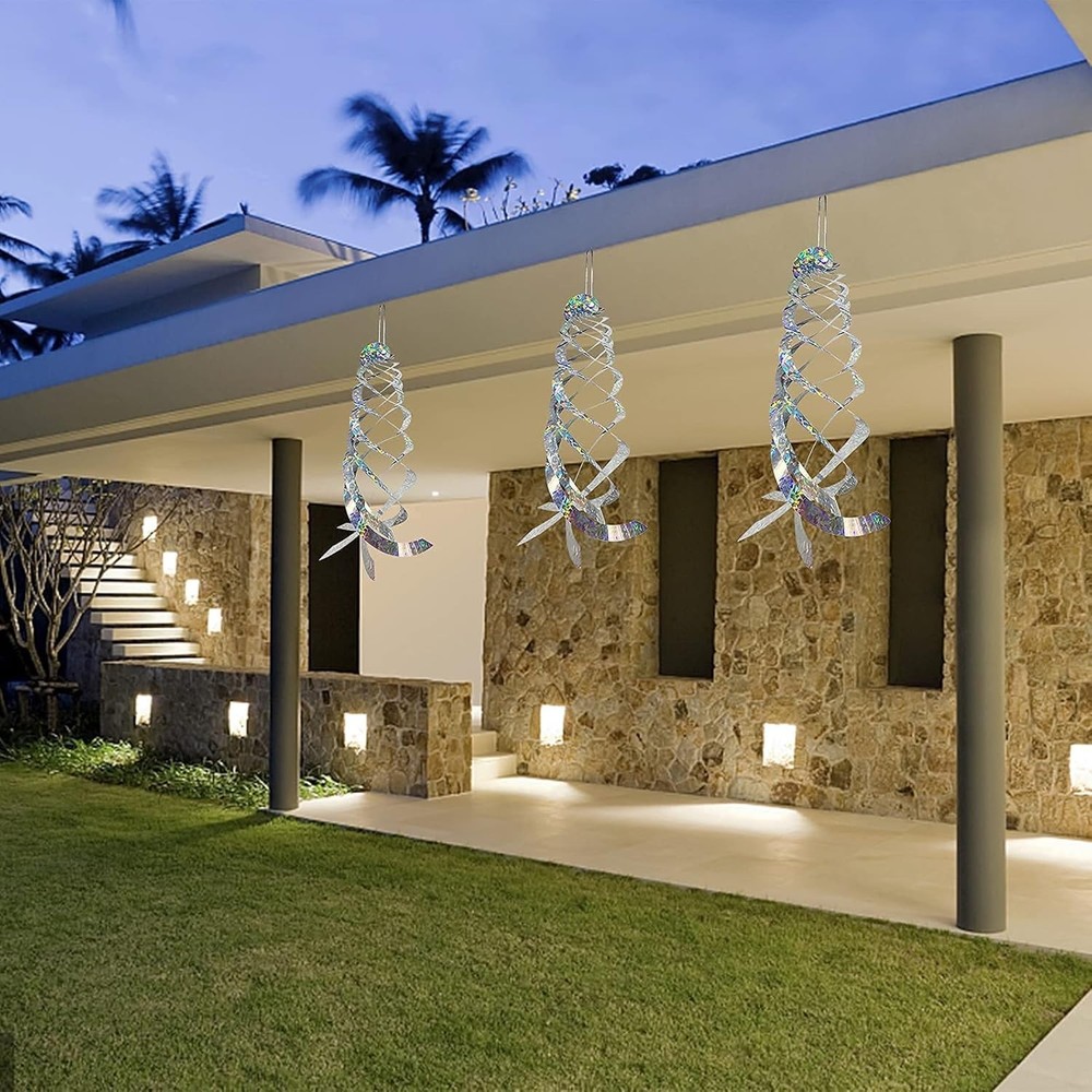 Durable 4Pcs Spiral Bird Deterrent Reflectors - Decorative & Functional