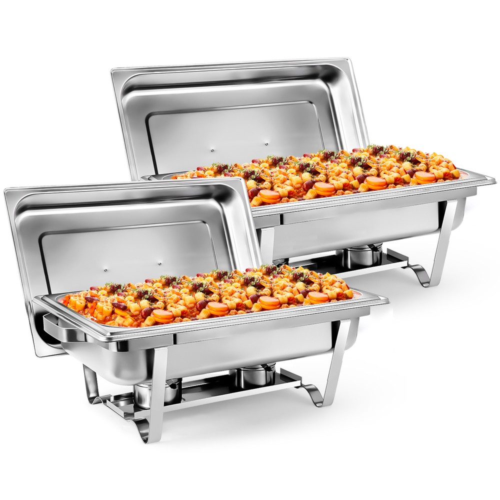 8 Quart Stainless Steel Rectangular Chafing Dish Full Size Buffet Catering