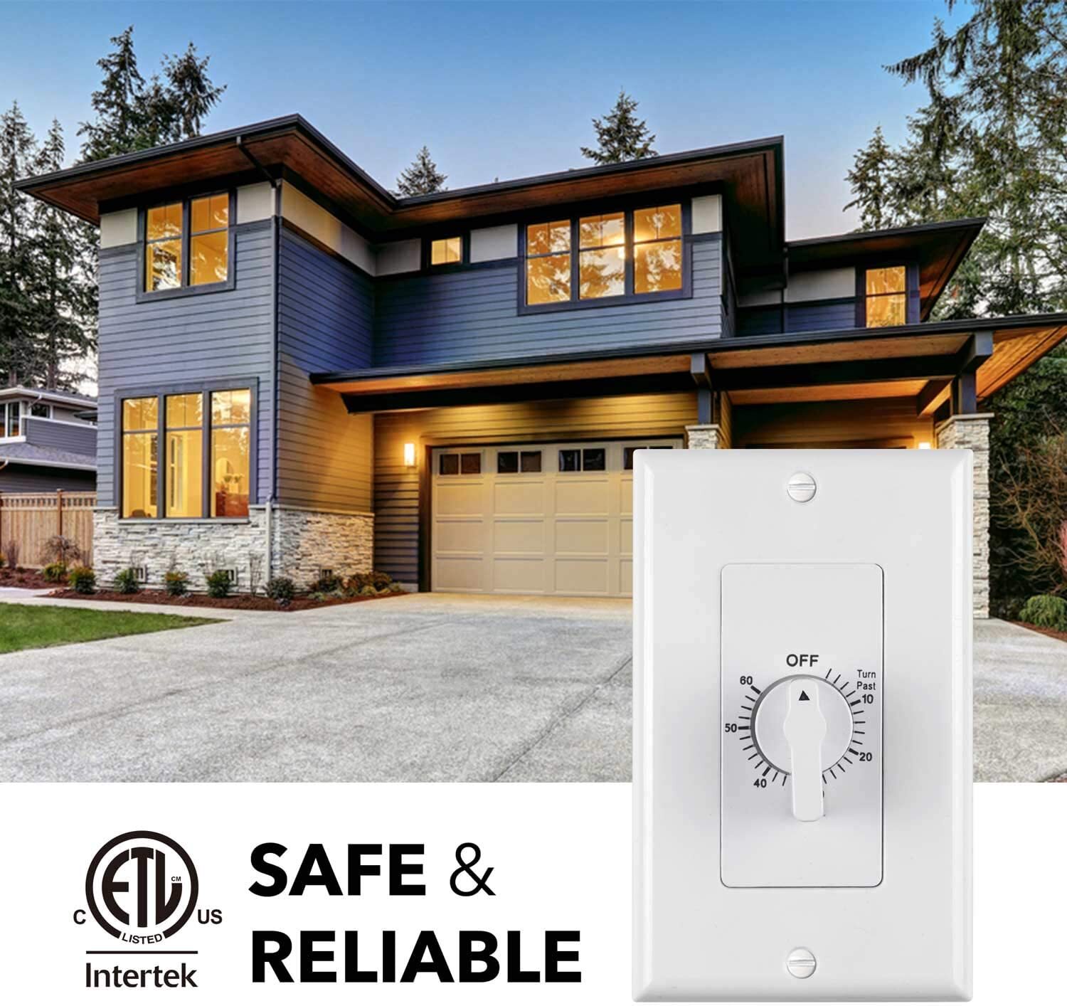 BN-LINK Heavy Duty 60-Minute In-Wall Spring Loaded Countdown Timer, Mechanical