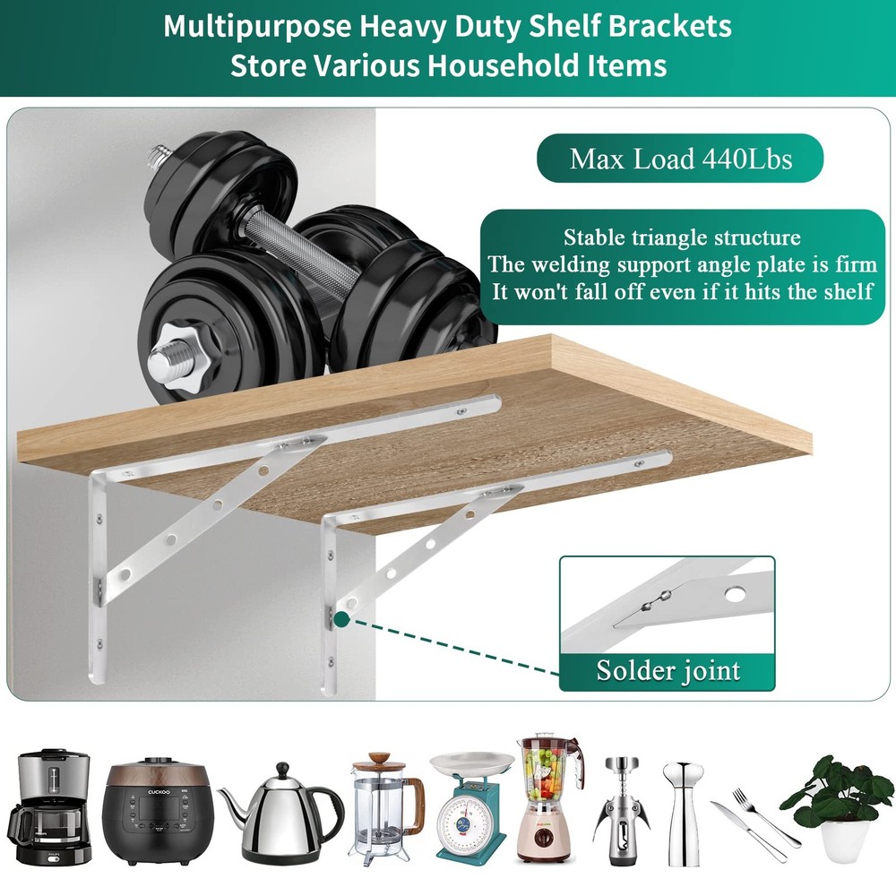 Solid Shelf Brackets 14 Inch, L Heavy Duty Stainless Steel Angle Bracket