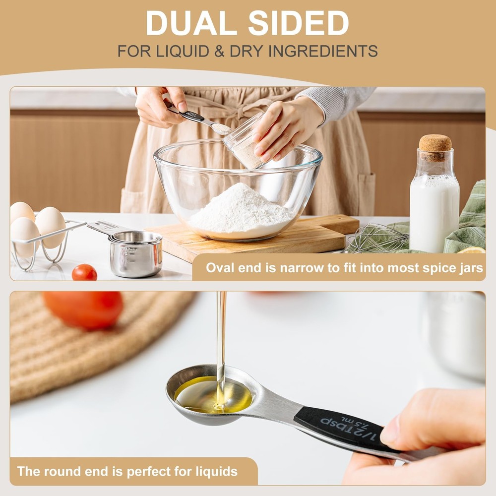 Stainless Steel Measuring Cups & Spoons Set, Kitchen Tools Nesting Measuring ...