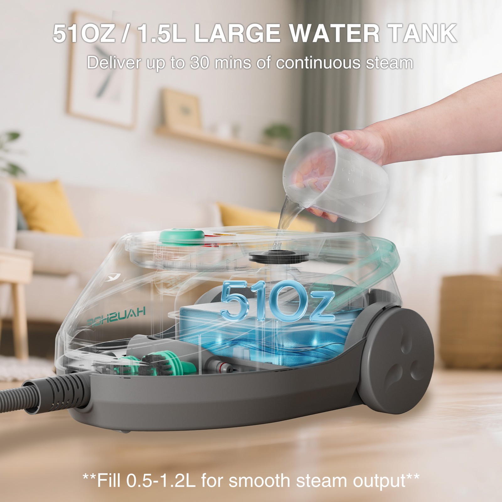 HAUSHOF 1500W High Pressure Steam Cleaner Steambot Multipurpose Cleaning Machine